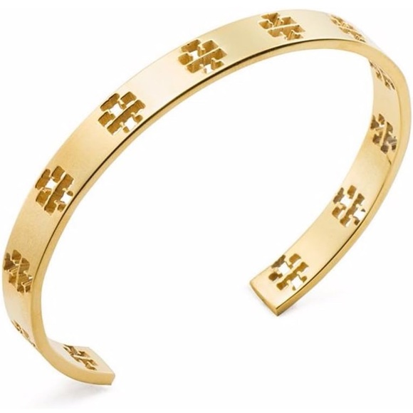 Tory Burch Jewelry - TORY BURCH Pierced T-Pierced Logo Cuff Bracelet - Tory Gold